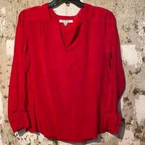 L.K.Bennett 💯Silk Gorgeous Red Blouse Logo Buttons Never Used